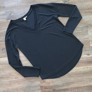 Halogen V Neck Long Sleeve Black Tunic Top Sz S